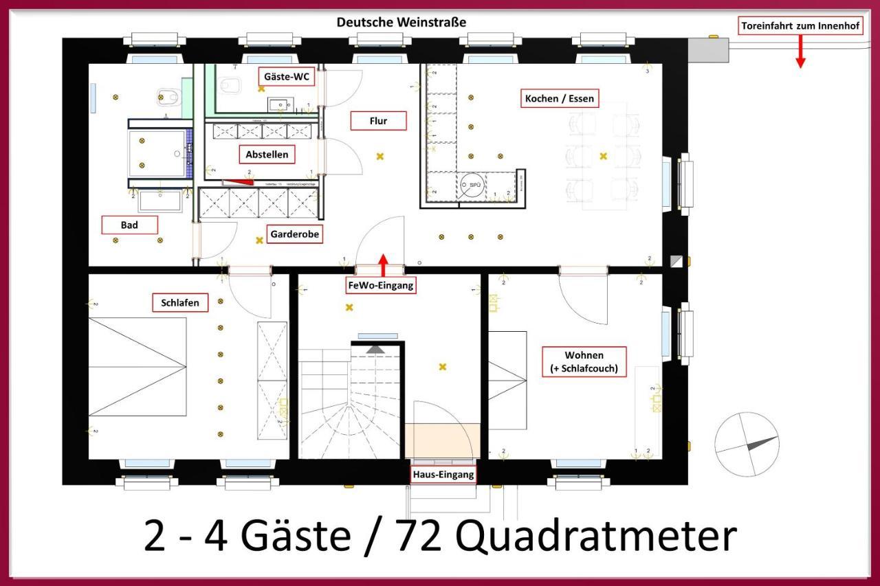 Neue90 - Fewo Steinacker, Weinstrasse Kallstadt Pfalz, 2Zkb - Keine Monteure Zewnętrze zdjęcie